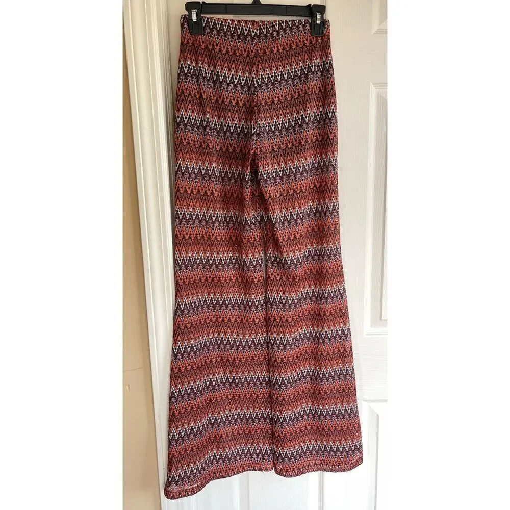 ZARA Trafaluc Zig Zag Chevron Open Knit Wide Leg Pants - Small